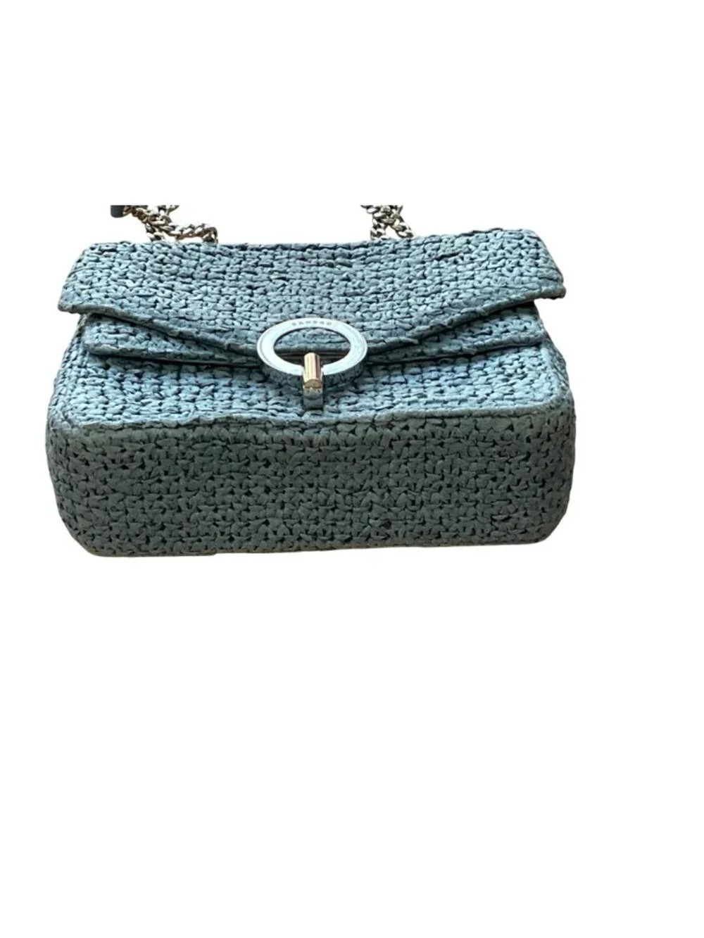 Sandro Raffia YZA Bag in Blue Womens Shoulder Crossbodybag handbag